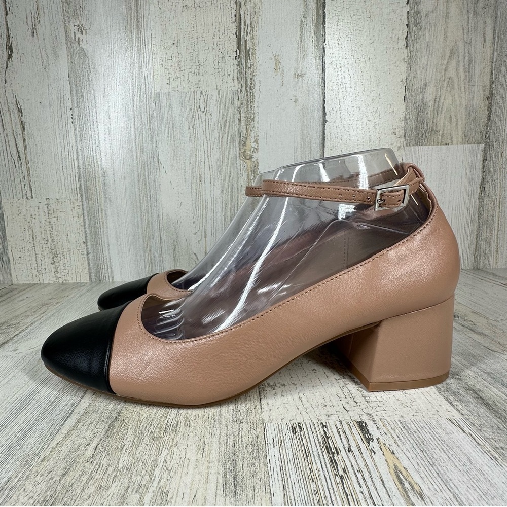 Steve Madden Two-Tone Block Heel Shoes - Black and Tan